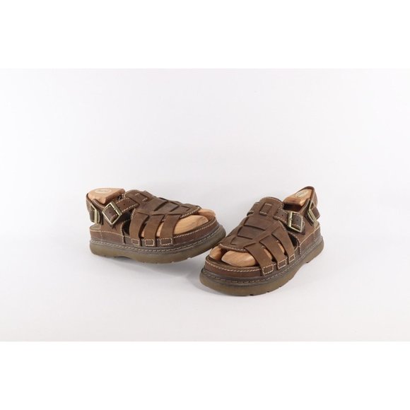 Vintage Streetwear Grunge Mens 8 Chunky Platform Fisherman Leather Sandals Brown main image 9